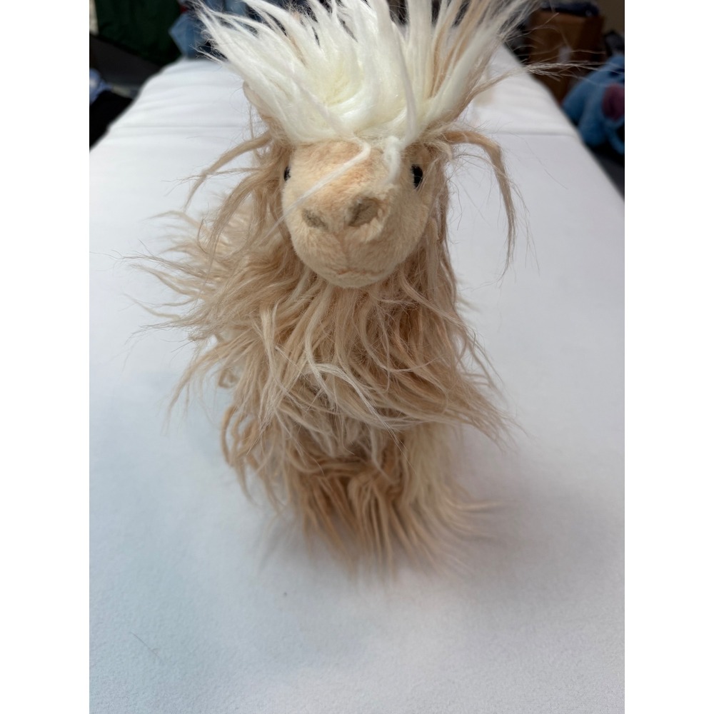 Aurora World Shaggy Alpaca Llama Plush Tan Cream Stuffed Animal 12 Inch